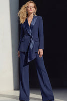 Load image into Gallery viewer, Pink 2 Piece Wide Leg Peak Lapel Business Suits with Sash