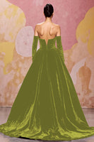 Load image into Gallery viewer, Dark Red A Line Velvet Long Sweetheart Evening Dress