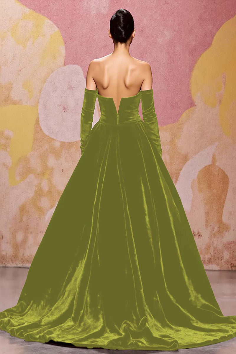 Load image into Gallery viewer, Dark Red A Line Velvet Long Sweetheart Evening Dress