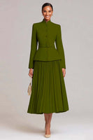 Load image into Gallery viewer, 2 Piece Light Pink High Neck Pleated Business Suits with Belt