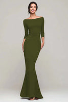 Load image into Gallery viewer, Black Mermaid Boat Neck Maxi Formal Dress with Sleeves