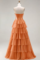 Load image into Gallery viewer, Pink Ruffled Sequin Long Corset Prom Dress with Bow