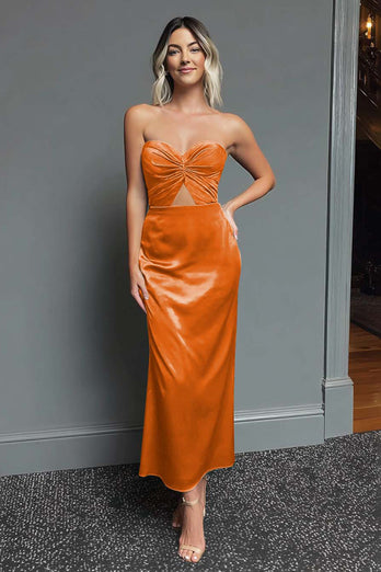 Dark Green Sheath Satin Sweetheart Long Formal Dress