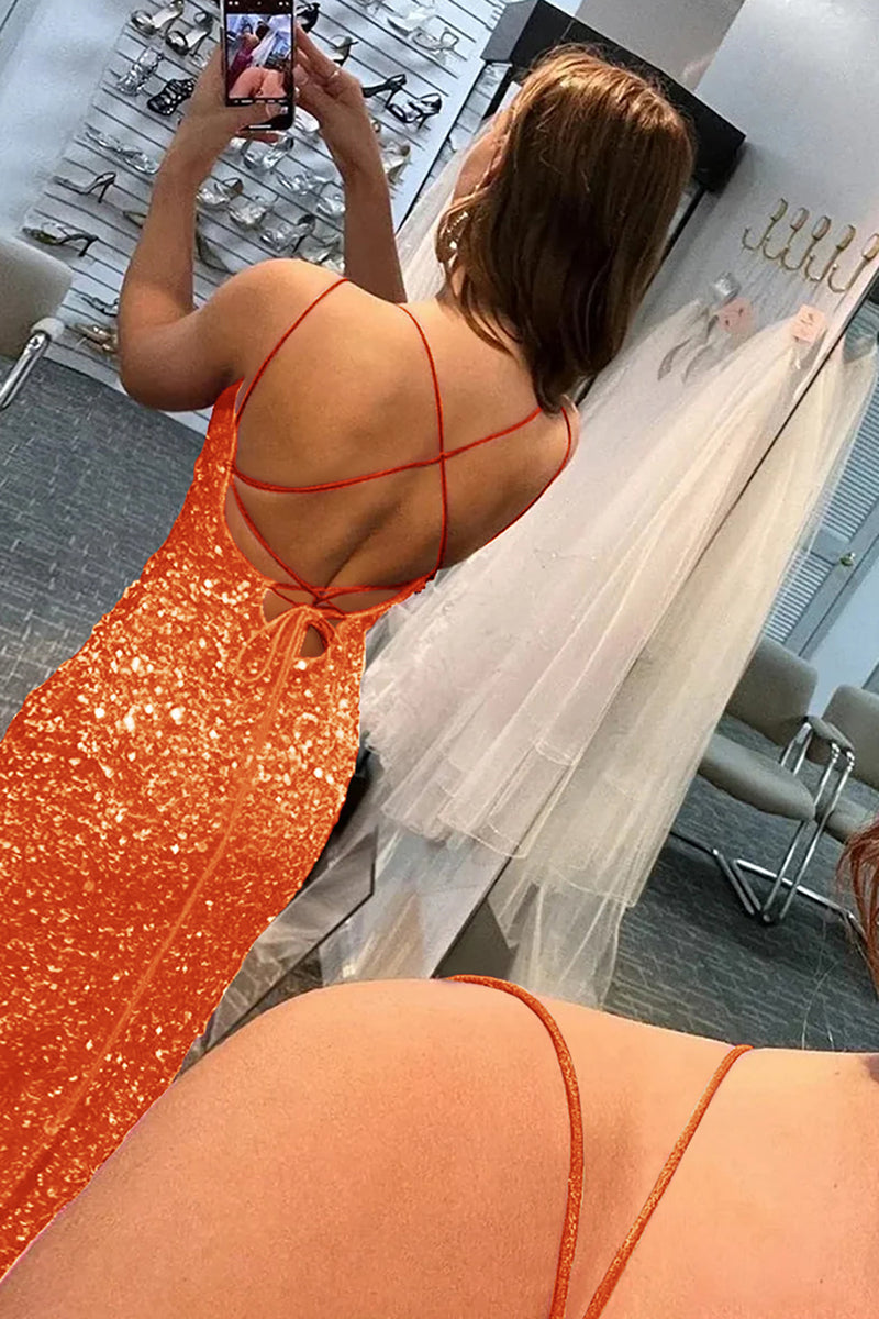 Load image into Gallery viewer, Mermaid Glitter Sequins Sexy Golden Backless Long Prom Dress