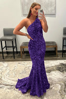 Load image into Gallery viewer, Coral Sequins Mermaid Long Prom Dress