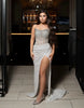 Load image into Gallery viewer, Sparkly Blue Mermaid Strapless Long Prom Dress with Slit