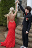 Load image into Gallery viewer, Navy Mermaid Spaghetti Straps Lace-Up Back Long Prom Dress