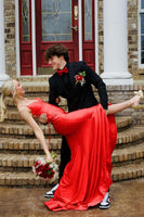 Load image into Gallery viewer, Navy Mermaid Spaghetti Straps Lace-Up Back Long Prom Dress