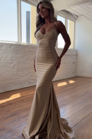 Load image into Gallery viewer, Navy Mermaid Spaghetti Straps Lace-Up Back Long Prom Dress