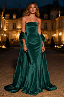Load image into Gallery viewer, Silver Velvet Mermaid Long Holiday Party Dress with Cape