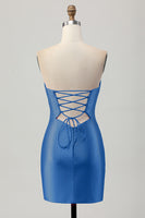 Load image into Gallery viewer, Sparkly Fuchsia Sweetheart Tight Short Beaded Prom Dress with Keyholes