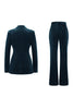 Load image into Gallery viewer, 2 Piece Sparkly Dark Green Peak Lapel Women Prom Suits