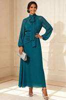 Load image into Gallery viewer, Sage Green High Neck A Line Chiffon Long Mother of the Bride Dress