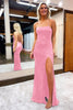 Load image into Gallery viewer, Sequins Spaghetti Straps Sheath Golden Prom Dress with Slit