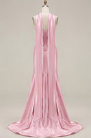 Load image into Gallery viewer, Blue Satin Sweetheart Mermaid Long Corset Prom Dress