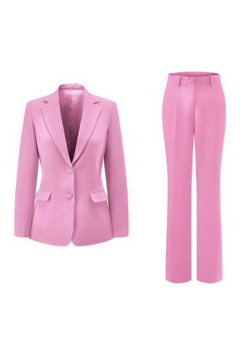 2 Piece Dark Fuchsia Notched Lapel Women Prom Suits