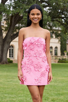 Load image into Gallery viewer, Red Strapless Short Floral Birthday Party Dress