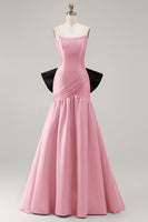 Load image into Gallery viewer, Fuchsia Strapless Long Mermaid Prom Dress with Bow