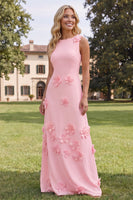 Load image into Gallery viewer, Floral Red Boat Neck A Line Maxi Formal Dress