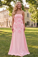Load image into Gallery viewer, Sage Green Floral A Line Strapless Maxi Formal Dress
