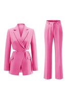 Load image into Gallery viewer, 2 Piece Grey Blue Notched Lapel Cut Out Women Prom Suits