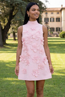 Load image into Gallery viewer, Floral Sage Green Short High Neck A Line Birthday Party Dress
