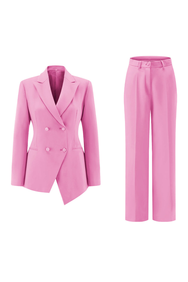 Load image into Gallery viewer, 2 Piece Fuchsia Double Breasted Women Prom Suits
