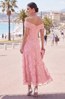 Load image into Gallery viewer, Sage Green Floral A Line Beaded Off the Shoulder Maxi Wedding Guest Dress