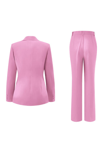 2 Piece Dark Fuchsia Notched Lapel Women Prom Suits