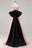 Load image into Gallery viewer, Fuchsia Strapless Long Mermaid Prom Dress with Bow