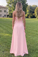 Load image into Gallery viewer, Sage Green Floral A Line Strapless Maxi Formal Dress