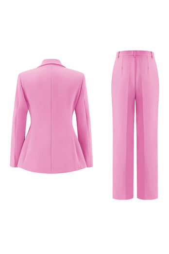 2 Piece Fuchsia Double Breasted Women Prom Suits