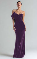 Load image into Gallery viewer, Dark Green Mermaid Velvet Ruched Long Holiday Party Dress