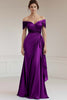 Load image into Gallery viewer, Peacock Sheath Satin Off the Shoulder Maxi Formal Dress