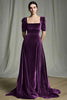 Load image into Gallery viewer, Olive A Line Velvet Square Neck Long Holiday Party Dress with Sleeves