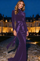 Load image into Gallery viewer, Black Velvet Mermaid Long Holiday Party Dress with Sash