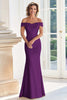 Load image into Gallery viewer, Elegant Mermaid Dusty Blue Off The Shoulder Mother of the Bride Dress with Lace