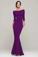 Load image into Gallery viewer, Black Mermaid Boat Neck Maxi Formal Dress with Sleeves