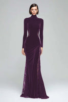 Load image into Gallery viewer, Black Velvet Mermaid High Neck Maxi Formal Dress with Lace