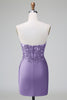 Load image into Gallery viewer, Glitter Dark Green Beaded Tight Appliques Short Prom Dress
