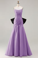 Load image into Gallery viewer, Fuchsia Strapless Long Mermaid Prom Dress with Bow