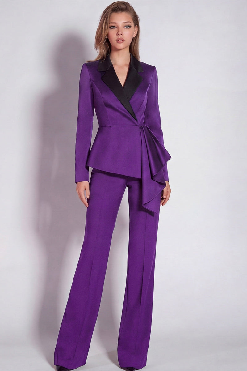 Load image into Gallery viewer, Notched Lapel 2 Piece Burgundy Business Suits with Sash