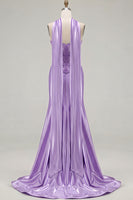 Load image into Gallery viewer, Blue Satin Sweetheart Mermaid Long Corset Prom Dress
