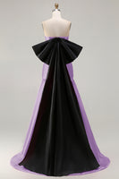 Load image into Gallery viewer, Fuchsia Strapless Long Mermaid Prom Dress with Bow