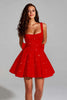 Load image into Gallery viewer, Sparkly White Square Neck Short A Line Prom Dress with Bow