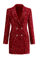 Load image into Gallery viewer, Sparkly Fuchsia Sequins Notched Lapel Women Party Blazer