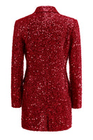 Load image into Gallery viewer, Sparkly Fuchsia Sequins Notched Lapel Women Party Blazer