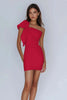 Load image into Gallery viewer, Sheath Satin One Shoulder Short White Dress with Bow