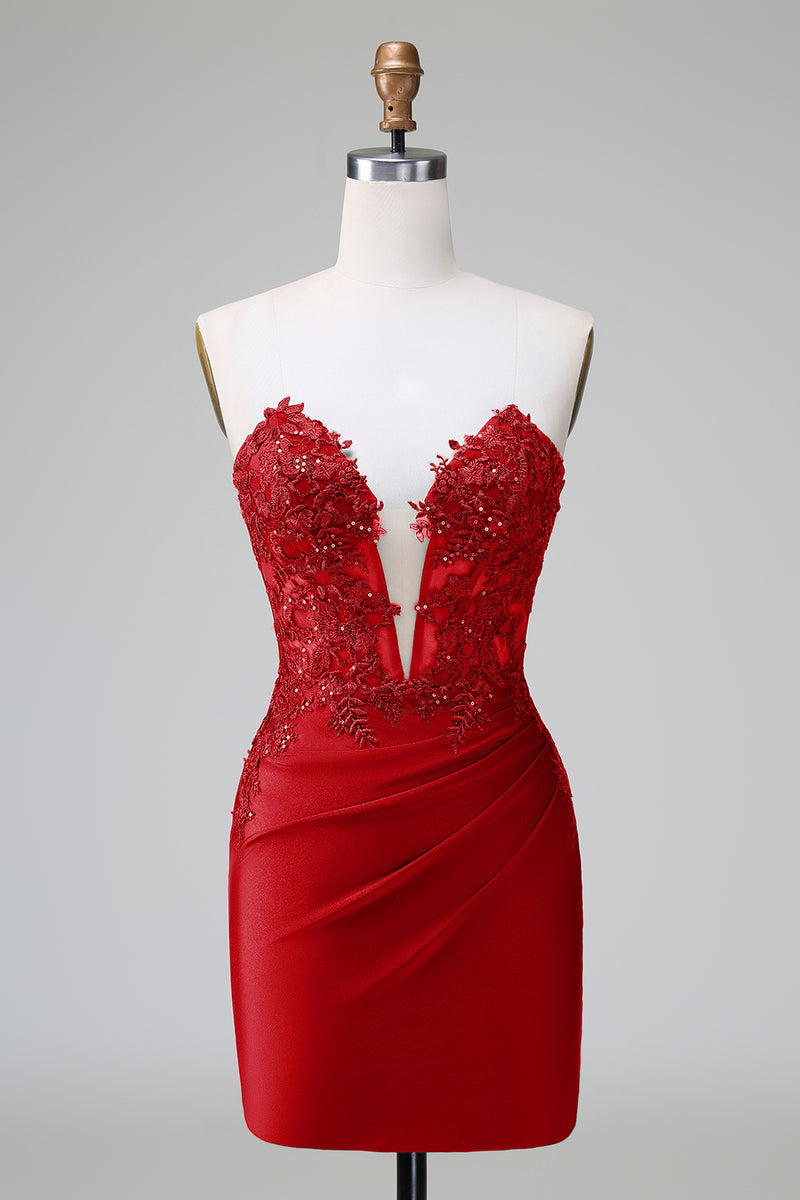 Load image into Gallery viewer, Glitter Dark Green Beaded Tight Appliques Short Prom Dress