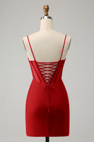 Load image into Gallery viewer, Glitter Fuchsia Beaded Corset Tight Short Prom Dress